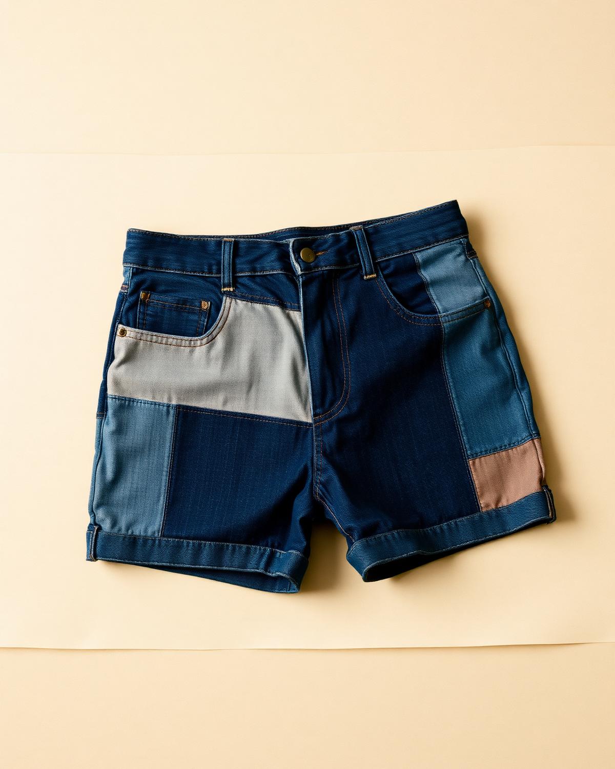 Denim Patched Shorts .01